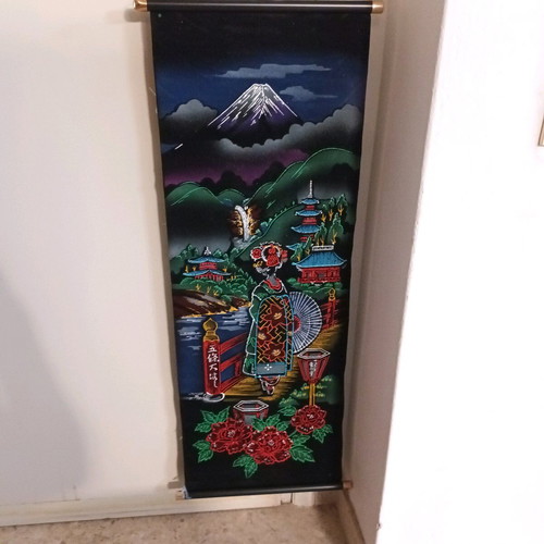 Chinese velvet painting like new on velour fabric