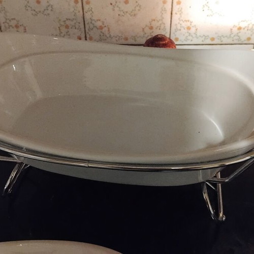 Chafing Dish with Metal Base and Candle Holders New