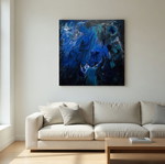 Blue Andromeda Original Fluid Acrylic Pour Painting new, 70x70 cm