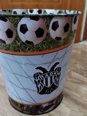 PAOK Office Trash Bin Like New with Football and Ball Design