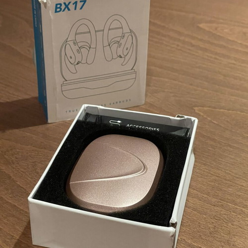 BX17 wireless sport headphones with ear hooks, rose gold