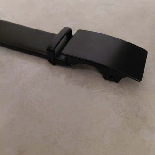 Men's Black Leather Adjustable Belt with Steel Buckle new