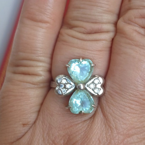 Ring with natural topaz, silver 925, 17 mm