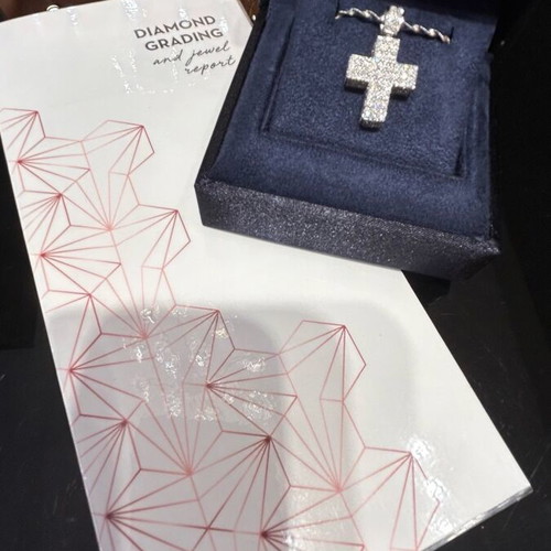 Diamond cross white gold K18 new