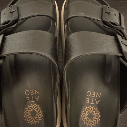 Ateneo sandals new, double strap, size 37, black and beige