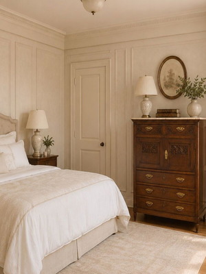 1930 linen cabinet with white marble, Louis XVI and Art Deco style