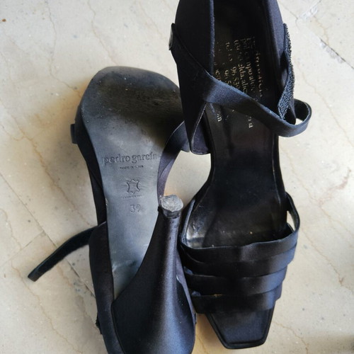 Pedro Garcia satin women's dance sandals like new, size 39, black