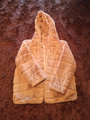 Synthetic fur coat used in dark beige color size M