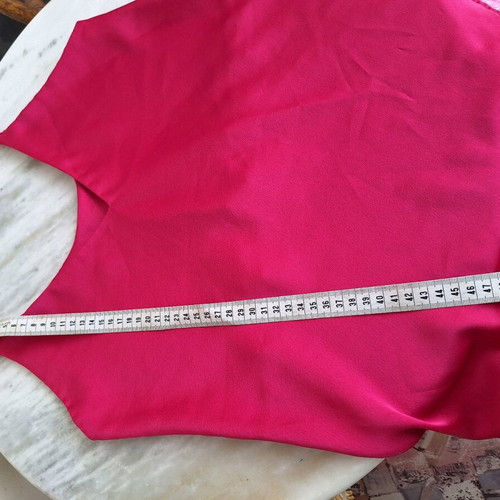 Satin fuchsia camisole like new with pink feathers