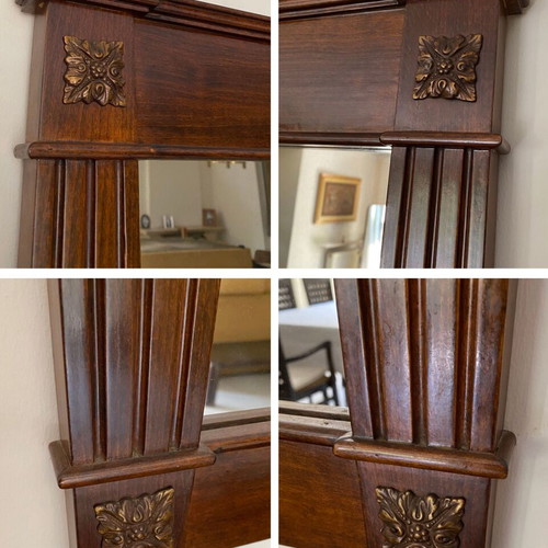 Vintage solid wood buffet with matching mirror