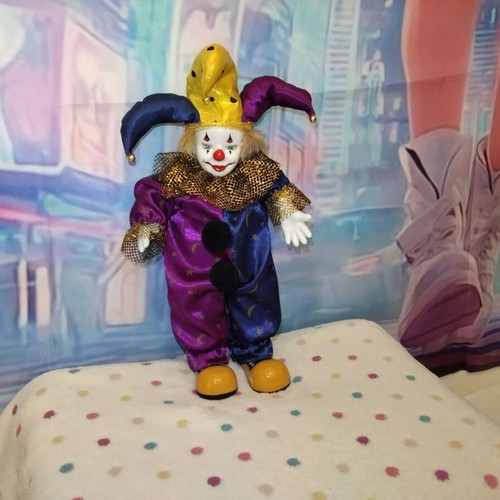Collectible porcelain clown doll, 35 cm, 1980s-90s