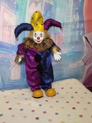 Collectible porcelain clown doll, 35 cm, 1980s-90s