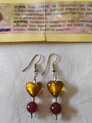 Earrings with agate 5 cm new
