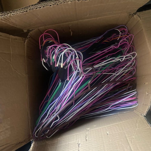 Hangers like new, iron and plastic, large box