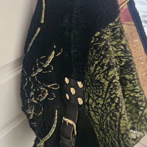 Pianurastudio large shoulder fabric bag like new, black and green