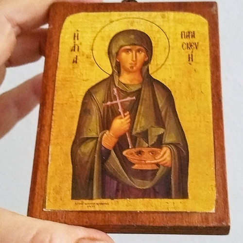 Small wooden icon of Saint Paraskevi used
