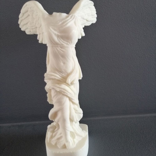 Nike of Samothrace statue used, alabaster, height 19 cm