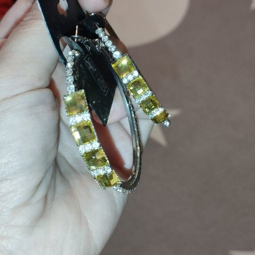Ro Ro Accessories hoop earrings with yellow and clear stones