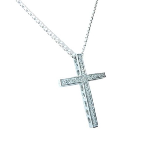 Handmade silver 925 cross with zircon and chain