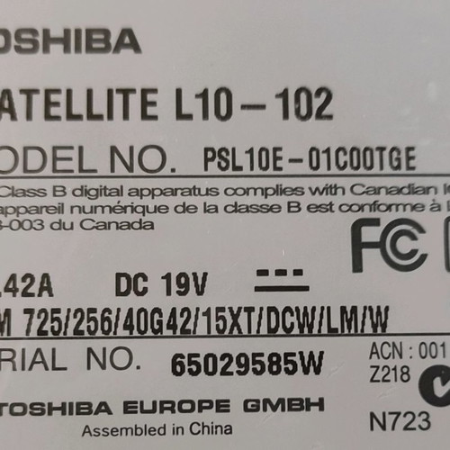 Toshiba Satellite L10-102 laptop used for parts or repair