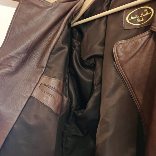 Men's brown leather jacket like new with zipper XL