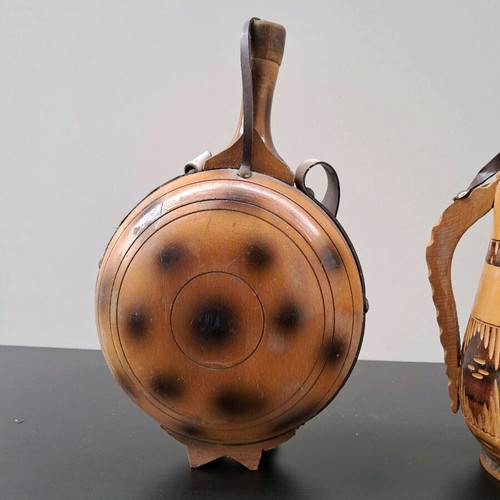 Wooden jug and flask vintage, like new