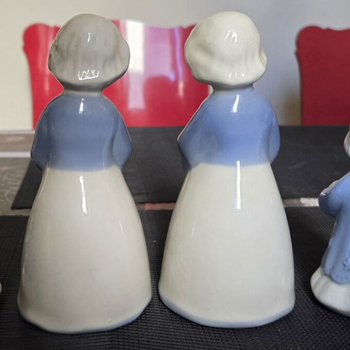 Ceramic vintage figurine candle holders like new, blue and white floral skirt
