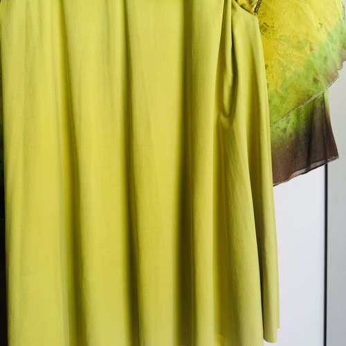 Silk Midi Dress Cinema by Panos Zinas like new, green and yellow