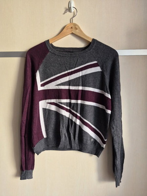 Pepe Jeans knitted blouse like new, grey with burgundy details