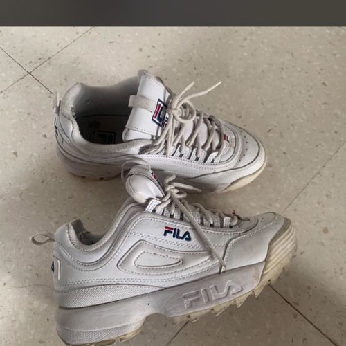 Fila Disruptor white trainers refurbished, size 38
