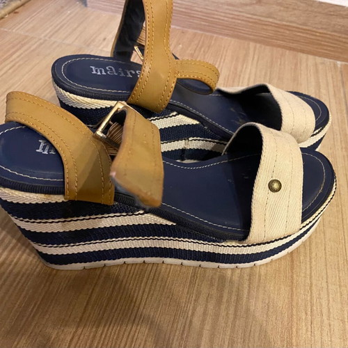Platform sandals size 39 like new, beige and blue A To Z Greek