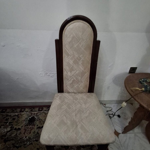 Dining set round table with 4 fabric chairs used