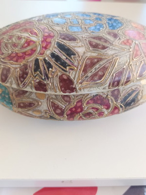 Vintage Royal Satsuma Porcelain Jewelry Box used, hand-painted with 24K gold