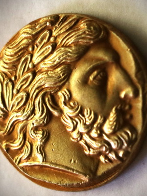 Gold Zeus Coin new, faithful museum-quality 24K replica