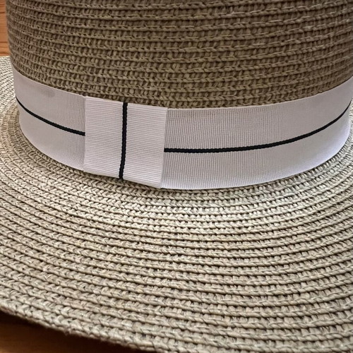 Boater straw hat, beige, adjustable strap