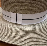 Boater straw hat, beige, adjustable strap