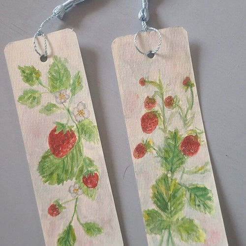 Handmade bookmarks with watercolors set of two, new