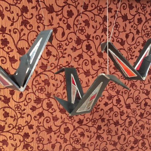 Handmade origami bird vitraux set of 3 like new