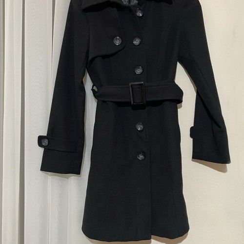 Coat with belt new, black, size S