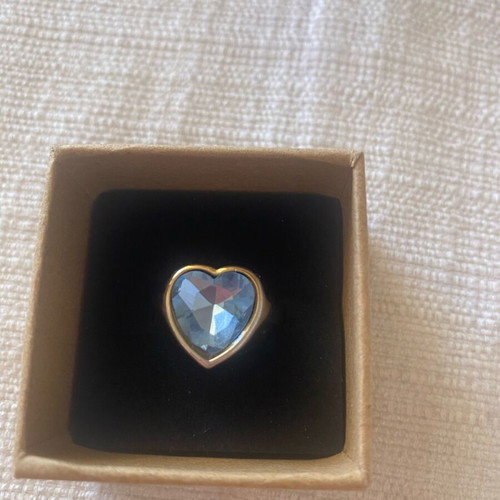 Ring new with blue heart, adjustable, stainless steel Couronne