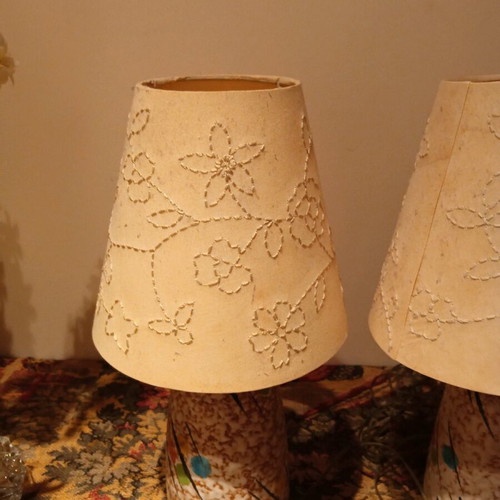 Retro 1970 table lamp set used, 38 cm height, West Germany