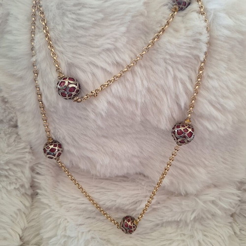 Long necklace double-wear 62cm like new, red and gold