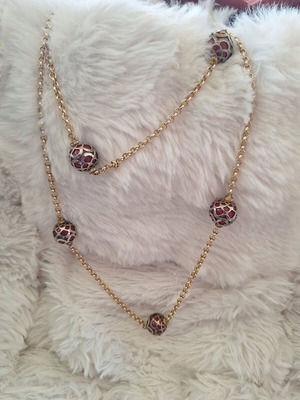 Long necklace double-wear 62cm like new, red and gold