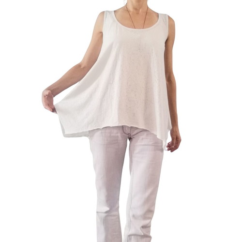 Panos Apergis Summer Cotton T-shirt Like New, Medium, White and Orange