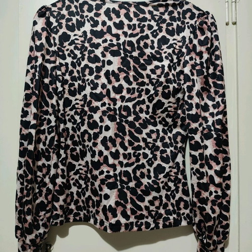 Animal print blouse new with lace detail, size S