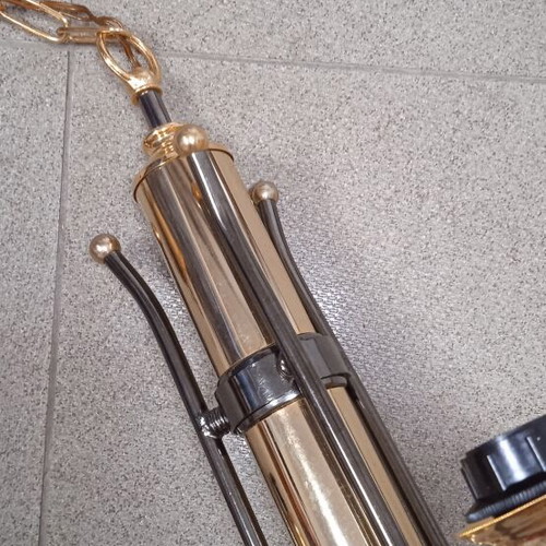 Ceiling light with three arms, metallic lead color, 51 cm height