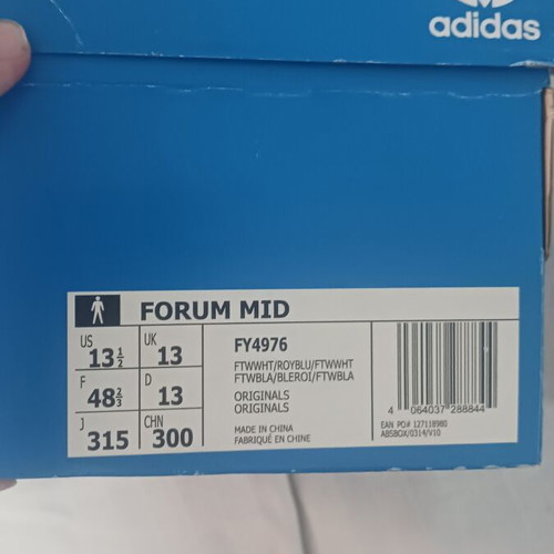 Adidas Forum Mid sneakers new, size 48, white and blue