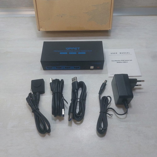 VPFET VP-SW223 KVM switch for 2 monitors and 2 PCs, DisplayPort 1.4, 8K/4K, USB 3.0