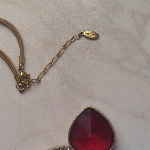 Vintage Pilgrim Necklace with Pendant Red Crystal Heart (Danish Design)
