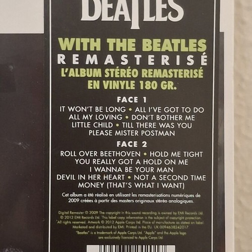 The Beatles With The Beatles Vinyl LP 2012 180g Remastered sealed